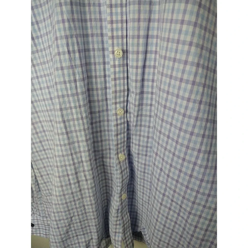 Jack Maverick Collared Purple Blue Gingham Long Sleeve Shirt. Size M